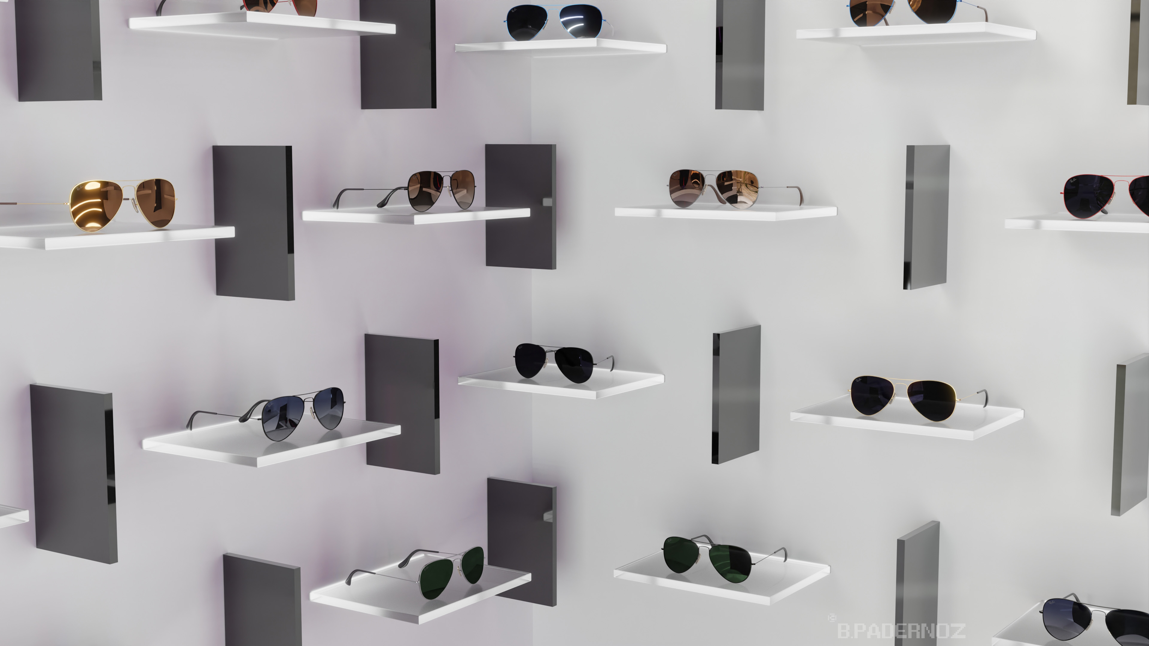 raybans sunglasses models + photorealistic rendering