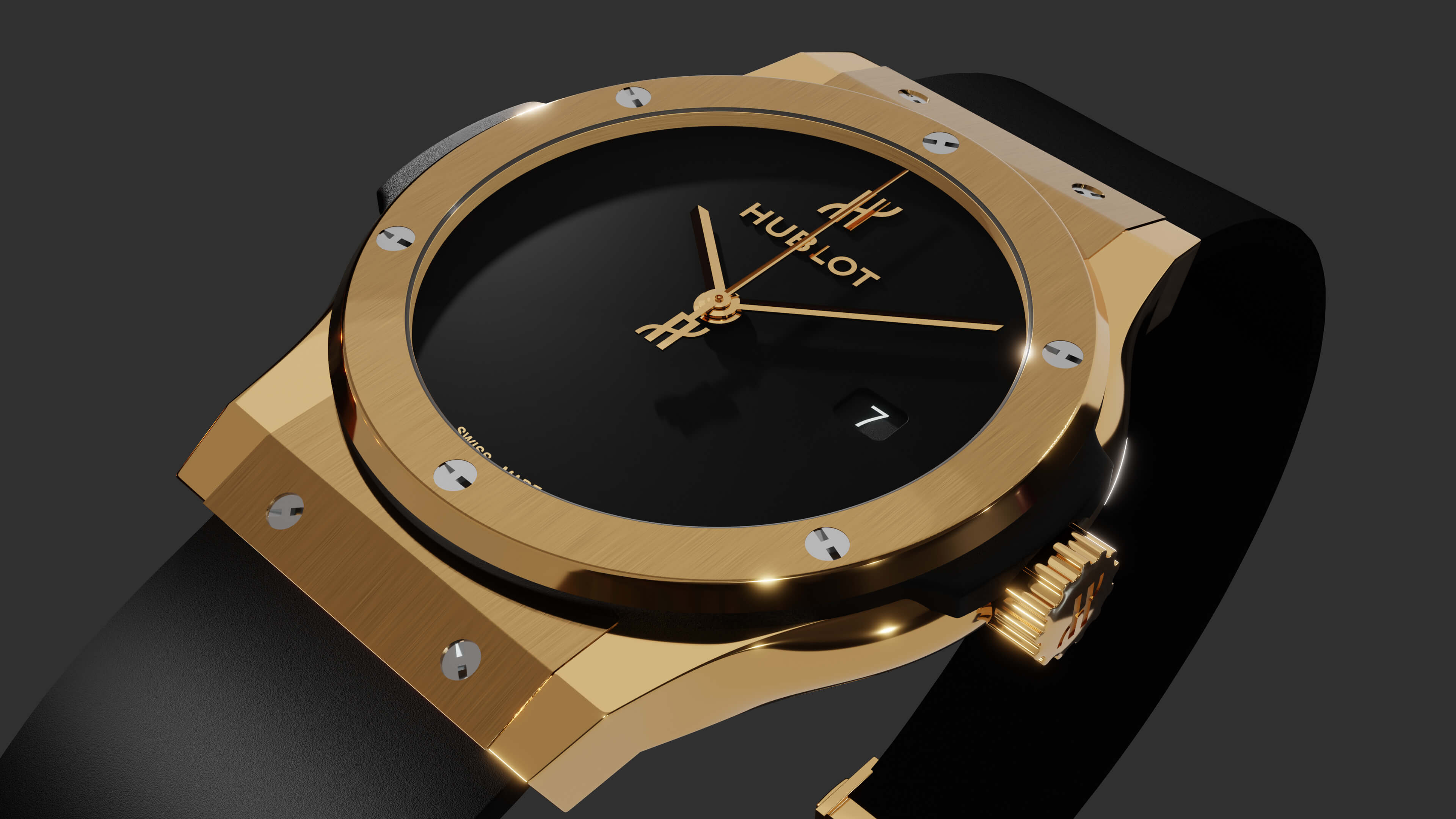 hublot watch modeling, texturing shading and rendering.